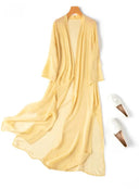 Women 100 Percent Natural Silk Long Top Kimono Cardigan Women 100 Percent Natural Silk Long Top Kimono Cardigan