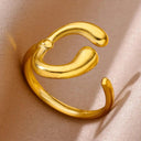 18K Gold Plated Stainless Steel Punk Couple Rings Trendy Band 18K Gold Plated Stainless Steel Punk Couple Rings Trendy Band