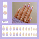 24pcs Box Ballerina Nail Tip Purple Floral False Nails 24pcs Box Ballerina Nail Tip Purple Floral False Nails