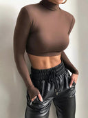 Chic Turtleneck Crop Top Autumn Street Style Essential Chic Turtleneck Crop Top Autumn Street Style Essential