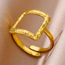 18K Gold Plated Stainless Steel Punk Couple Rings Trendy Band 18K Gold Plated Stainless Steel Punk Couple Rings Trendy Band