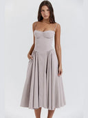 Elegant Strapless Corset Midi Dress For Weddings Elegant Strapless Corset Midi Dress For Weddings