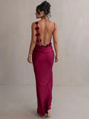 Mozision Floral Draped Backless Maxi Dress For Women Elegant Mozision Floral Draped Backless Maxi Dress For Women Elegant