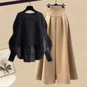 Elegant Korean Knit Sweater Dress & Skirt Set Autumn Fashion Elegant Korean Knit Sweater Dress & Skirt Set Autumn Fashion