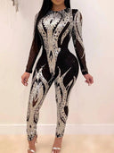 Sparkling Sequin Nightlife Glamour Jumpsuit Shimmering Outfit Sparkling Sequin Nightlife Glamour Jumpsuit Shimmering Outfit