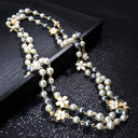 Vintage Lady Camellia Pearls Flower Long Necklace Chain Vintage Lady Camellia Pearls Flower Long Necklace Chain