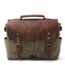 Classic Vintage Oil Waxed Canvas and Crazy Horse Leather Men’s Crossbody Briefcase Classic Vintage Oil Waxed Canvas and Crazy Horse Leather Men’s Crossbody Briefcase