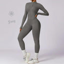 Elegant Nude Zipper Leotard High-Intensity Gym Jumpsuit Elegant Nude Zipper Leotard High-Intensity Gym Jumpsuit