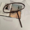 Luxurious Black Coffee Thin Knot Women's Leather Belt Luxurious Black Coffee Thin Knot Women's Leather Belt