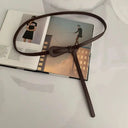 Luxurious Black Coffee Thin Knot Womens Leather Belt Luxurious Black Coffee Thin Knot Womens Leather Belt