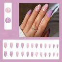 24pcs Box Ballerina Nail Tip Purple Floral False Nails 24pcs Box Ballerina Nail Tip Purple Floral False Nails