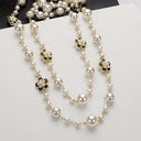 Vintage Lady Camellia Pearls Flower Long Necklace Chain Vintage Lady Camellia Pearls Flower Long Necklace Chain