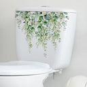 Green Plant Leaves Bathroom Wall Sticker Waterproof Floral Decor Green Plant Leaves Bathroom Wall Sticker Waterproof Floral Decor