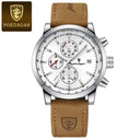 POEDAGAR Chronograph Watch Stylish Waterproof Leather Strap POEDAGAR Chronograph Watch Stylish Waterproof Leather Strap