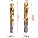 Tap Drill Bit Set Titanium Plated HSS Screw Thread Hex Shank Kit Tap Drill Bit Set Titanium Plated HSS Screw Thread Hex Shank Kit
