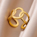 18K Gold Plated Stainless Steel Punk Couple Rings Trendy Band 18K Gold Plated Stainless Steel Punk Couple Rings Trendy Band