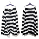 Gothic Striped Sweater: Edgy Punk Style for Women Gothic Striped Sweater: Edgy Punk Style for Women