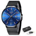 LIGE Men's Ultra Thin Fashion Watch Stylish Quartz Elegance LIGE Men's Ultra Thin Fashion Watch Stylish Quartz Elegance