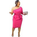 Elegant African Peplum Midi Dress for Special Events Elegant African Peplum Midi Dress for Special Events