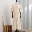 Vintage 100% Cotton Puff Sleeve Maxi Dress For Women Vintage 100% Cotton Puff Sleeve Maxi Dress For Women