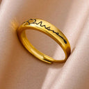 18K Gold Plated Stainless Steel Punk Couple Rings Trendy Band 18K Gold Plated Stainless Steel Punk Couple Rings Trendy Band