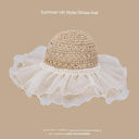 Straw Hat Japanese Style Hand Woven Womens Summer Lace Straw Hat Japanese Style Hand Woven Womens Summer Lace