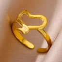 18K Gold Plated Stainless Steel Punk Couple Rings Trendy Band 18K Gold Plated Stainless Steel Punk Couple Rings Trendy Band