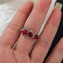 Red Crystal Heart Rings With Spider Motif Gothic Jewelry Red Crystal Heart Rings With Spider Motif Gothic Jewelry