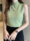 Heilar Green Knit Tank Tops Versatile Chic Summer Style Heilar Green Knit Tank Tops Versatile Chic Summer Style