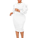 Elegant White Lace Peplum Dress for Holiday Gatherings Elegant White Lace Peplum Dress for Holiday Gatherings