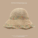 Straw Hat Japanese Style Women's Hand-Woven Summer Lace Straw Hat Japanese Style Women's Hand-Woven Summer Lace