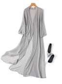 Women 100% Natural Silk Long Top Kimono Cardigan MM148 Women 100% Natural Silk Long Top Kimono Cardigan MM148