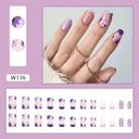 24pcs Box Ballerina Nail Tip Purple Floral False Nails 24pcs Box Ballerina Nail Tip Purple Floral False Nails