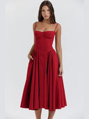 Elegant Strapless Corset Midi Dress For Weddings Elegant Strapless Corset Midi Dress For Weddings