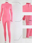 Street-Chic Ribbed Jumpsuit: Trendy Letter Embroidery Fit Street-Chic Ribbed Jumpsuit: Trendy Letter Embroidery Fit