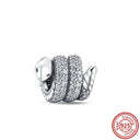 Crown Flowers Heart Silver Bead Charm Elegant Pandora Accessory Crown Flowers Heart Silver Bead Charm Elegant Pandora Accessory