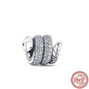 Crown Flowers Heart Silver Bead Charm Pandora Accessory Crown Flowers Heart Silver Bead Charm Pandora Accessory