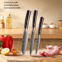 Professional Damascus Kitchen Knife Set with Santoku Cleaver Professional Damascus Kitchen Knife Set with Santoku Cleaver