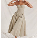 Elegant Spaghetti Strap Midi Dress Women Party Slim A Line Elegant Spaghetti Strap Midi Dress Women Party Slim A Line