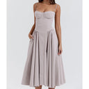 Elegant Spaghetti Strap Midi Dress Women Party Slim A Line Elegant Spaghetti Strap Midi Dress Women Party Slim A Line