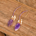 Oval Gemstone Earrings Natural Red Agate Amethyst Handmade Jewelry For Women Oval Gemstone Earrings Natural Red Agate Amethyst Handmade Jewelry For Women