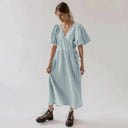 Vintage 100 Percent Cotton Puff Sleeve Maxi Dress For Women Vintage 100 Percent Cotton Puff Sleeve Maxi Dress For Women