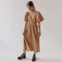 Vintage 100% Cotton Puff Sleeve Maxi Dress For Women Vintage 100% Cotton Puff Sleeve Maxi Dress For Women