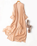 Women 100% Natural Silk Long Top Kimono Cardigan MM148 Women 100% Natural Silk Long Top Kimono Cardigan MM148