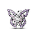 Silver Plated Charm: Pink Butterfly Flower Beads for Jewelry Silver Plated Charm: Pink Butterfly Flower Beads for Jewelry