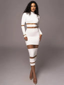 Mozision Patchwork Midi Dress Elegant Autumn Style & Fit Mozision Patchwork Midi Dress Elegant Autumn Style & Fit