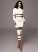 Mozision Patchwork Midi Dress Elegant Autumn Style and Fit Mozision Patchwork Midi Dress Elegant Autumn Style and Fit