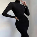 Sleek Black Turtleneck Jumpsuit Chic Winter Bodysuit Style Sleek Black Turtleneck Jumpsuit Chic Winter Bodysuit Style