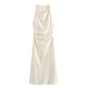 Satin Sleeveless Midi Dress for Women Summer 2026 Evening Party Satin Sleeveless Midi Dress for Women Summer 2026 Evening Party