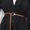 Luxurious Black Coffee Thin Knot Womens Leather Belt Luxurious Black Coffee Thin Knot Womens Leather Belt